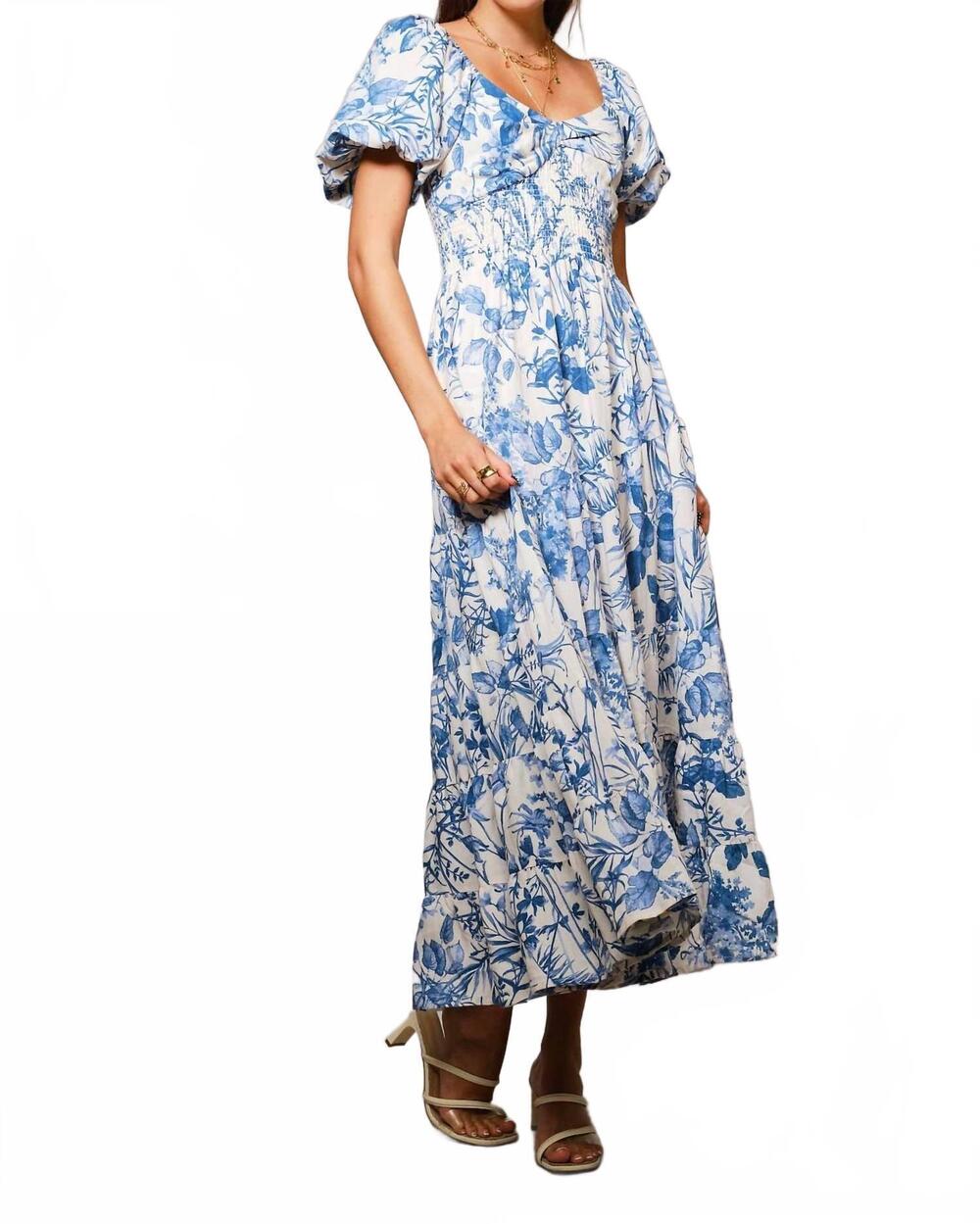 NEW BLUE B floral printed tiered maxi dress in garden blue